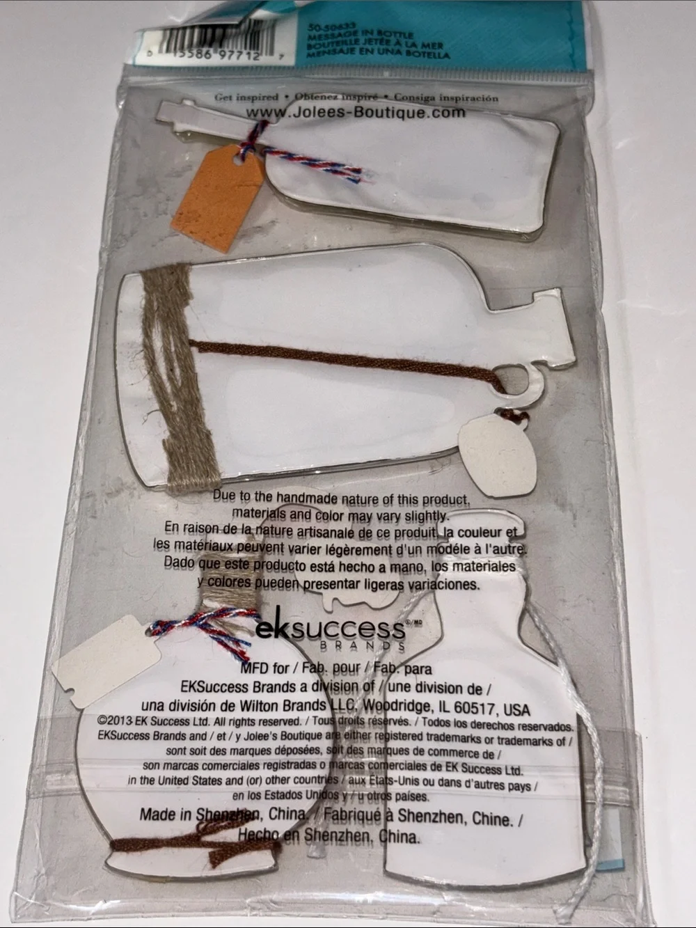 Jolee's Boutique Nautical Bottle Embellishments Jolees Message In Bottle 3D